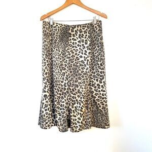 Lucia Leopard Print Silk-like A-Line Midi Skirt